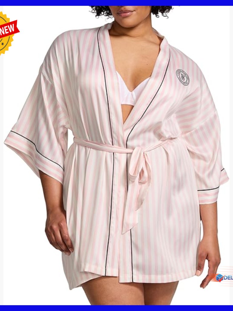 Satin Piped Robe Women's Relaxed Fit Above Knee Luxury Sleepwear